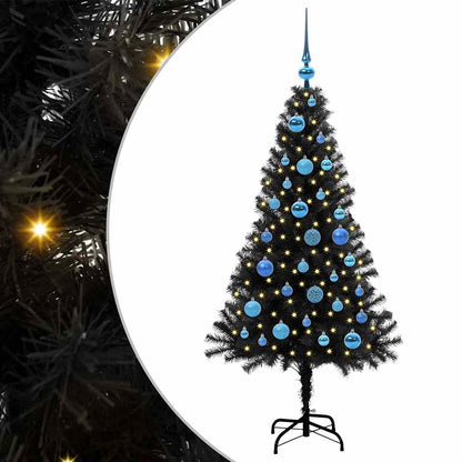 Weihnachtsbaum mit 150 LEDs mit Ständer Schwarz 150 cm PVC