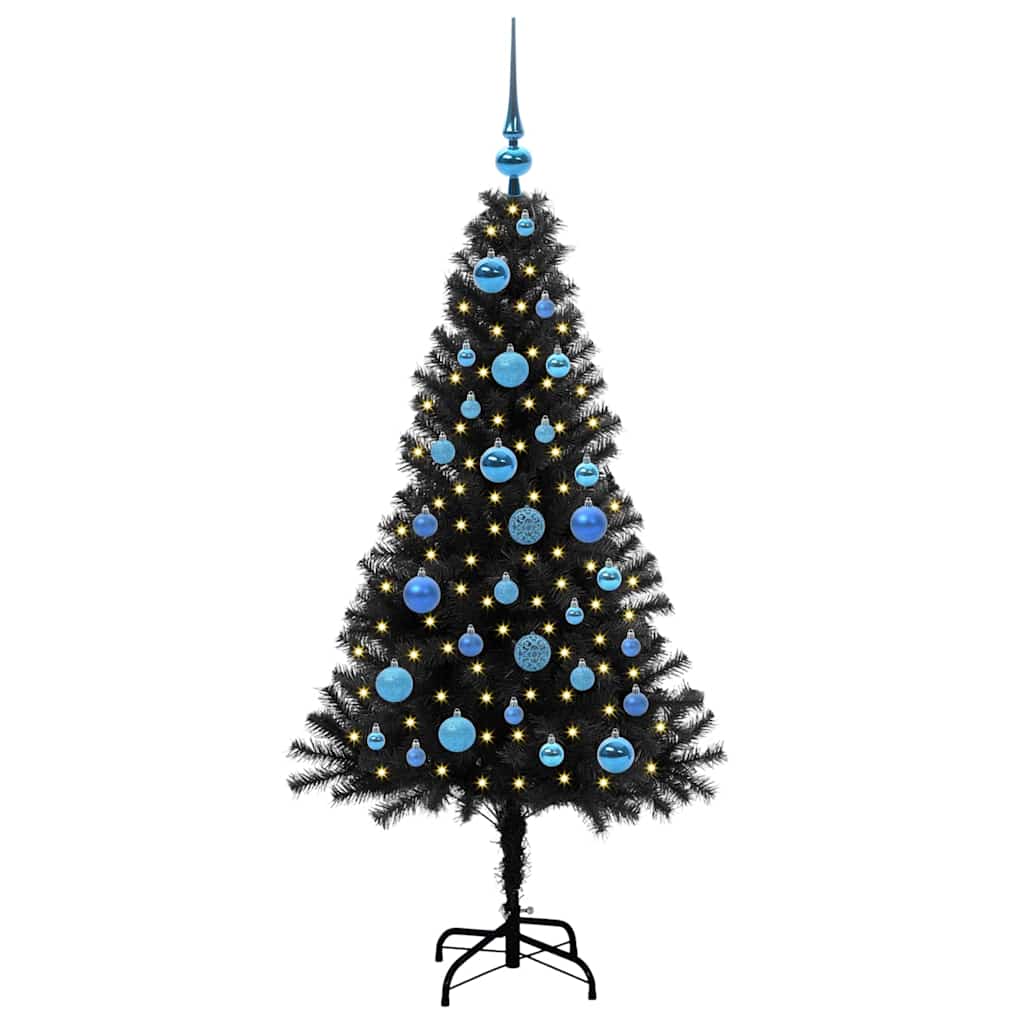 Weihnachtsbaum mit 150 LEDs mit Ständer Schwarz 150 cm PVC
