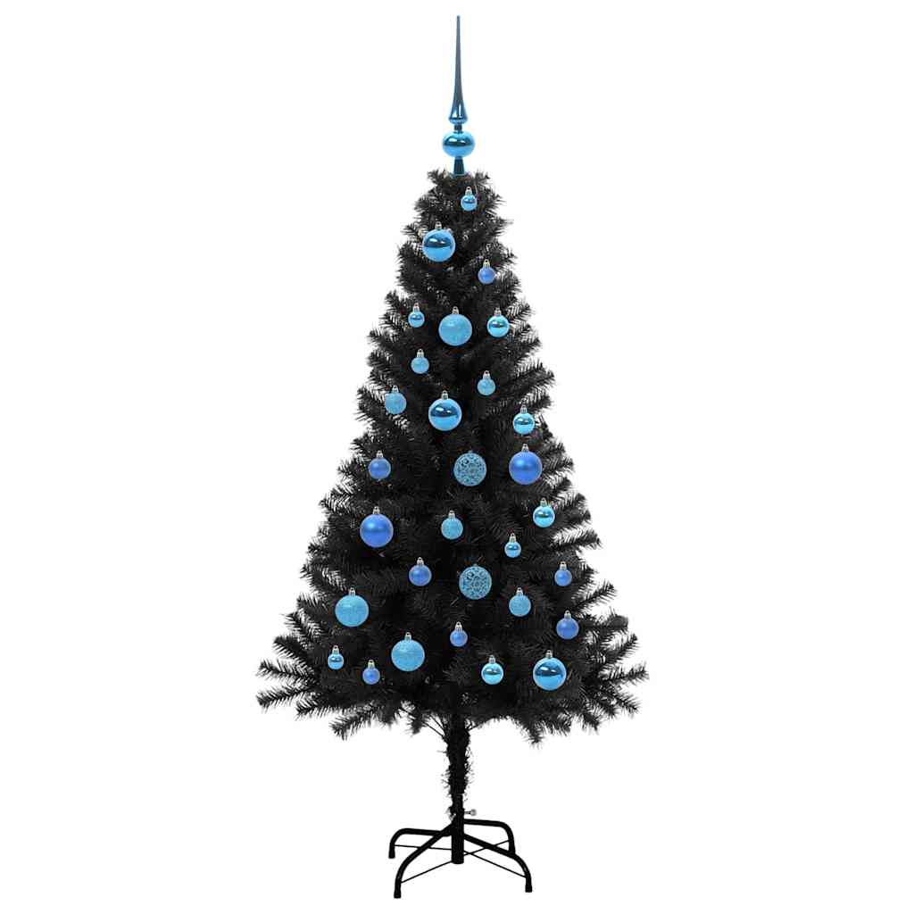 Weihnachtsbaum mit 150 LEDs mit Ständer Schwarz 150 cm PVC