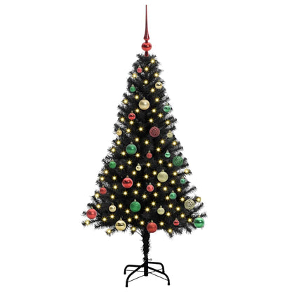 Weihnachtsbaum mit 150 LEDs mit Ständer Schwarz 150 cm PVC