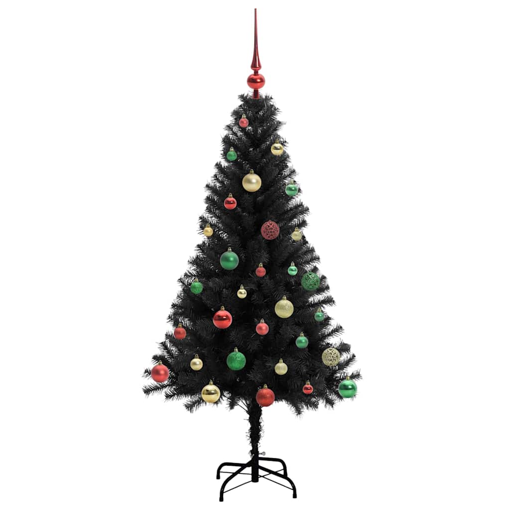 Weihnachtsbaum mit 150 LEDs mit Ständer Schwarz 150 cm PVC