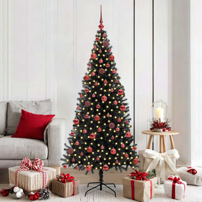Albero di Natale con 300 LED e supporto, nero, 180 cm, PVC