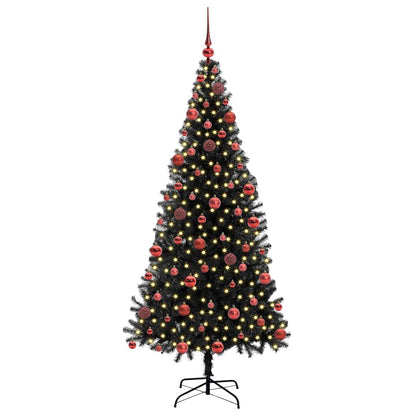 Albero di Natale con 300 LED e supporto, nero, 180 cm, PVC
