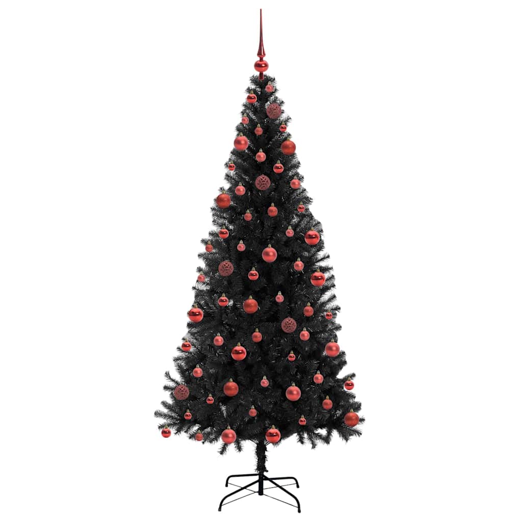 Albero di Natale con 300 LED e supporto, nero, 180 cm, PVC