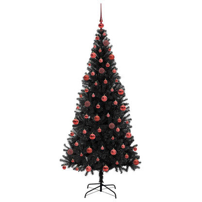 Albero di Natale con 300 LED e supporto, nero, 180 cm, PVC