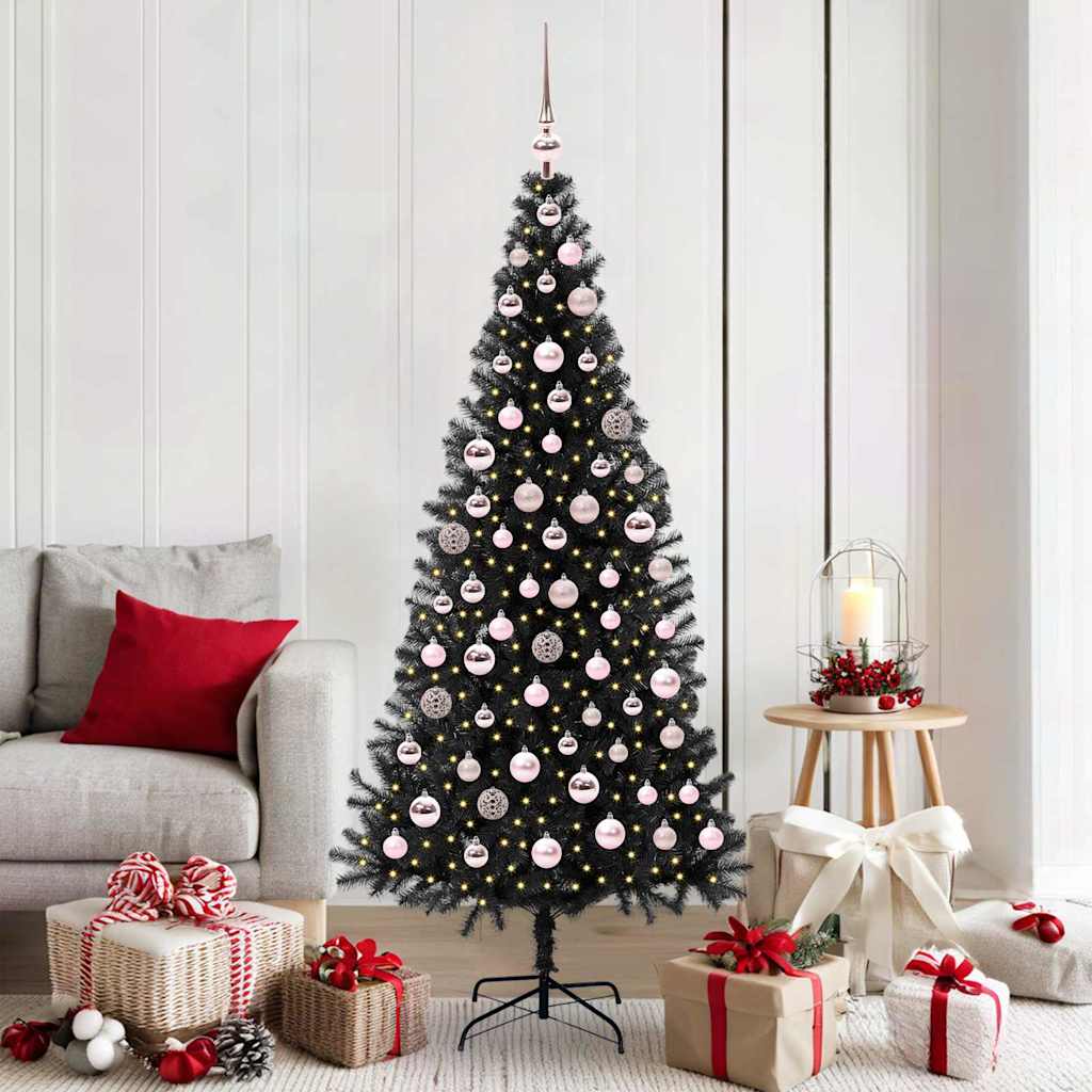 Albero di Natale con 300 LED con supporto nero 180 cm PVC