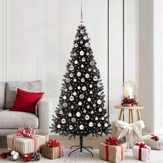 Albero di Natale con 300 LED con supporto nero 180 cm PVC