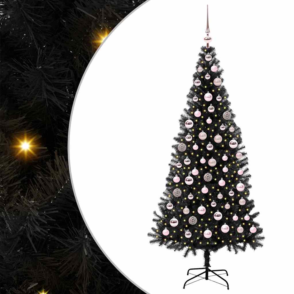 Albero di Natale con 300 LED con supporto nero 180 cm PVC