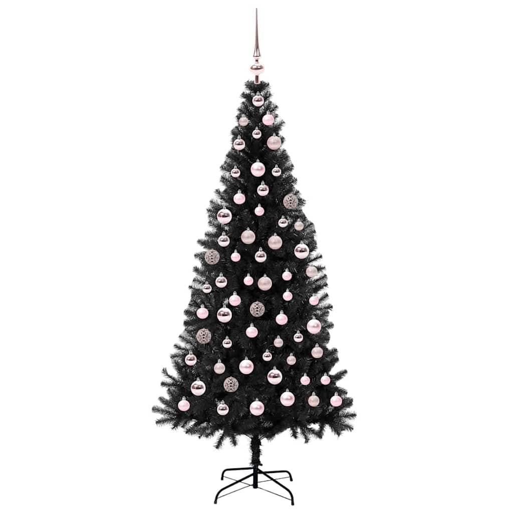 Albero di Natale con 300 LED con supporto nero 180 cm PVC
