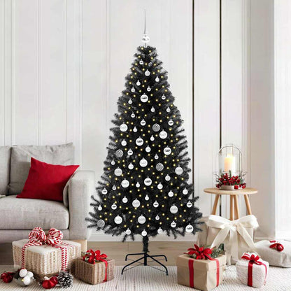 Albero di Natale con 300 LED e supporto, nero, 180 cm, PVC