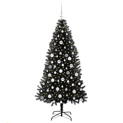 Albero di Natale con 300 LED e supporto, nero, 180 cm, PVC