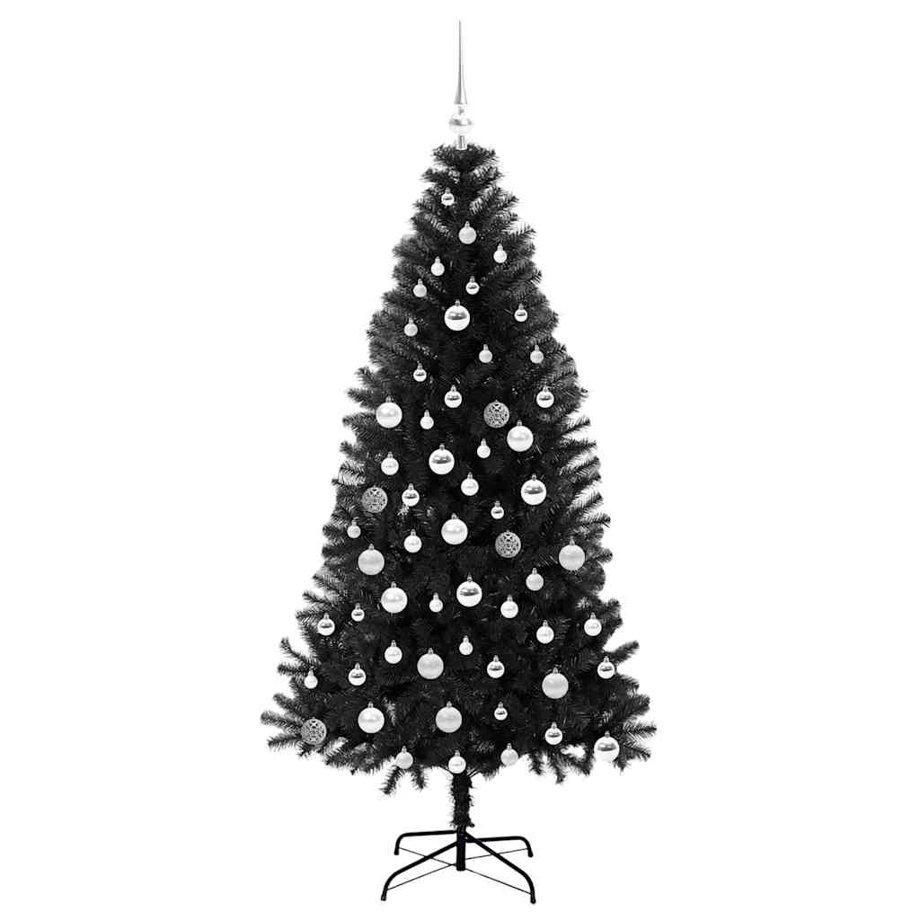 Albero di Natale con 300 LED e supporto, nero, 180 cm, PVC