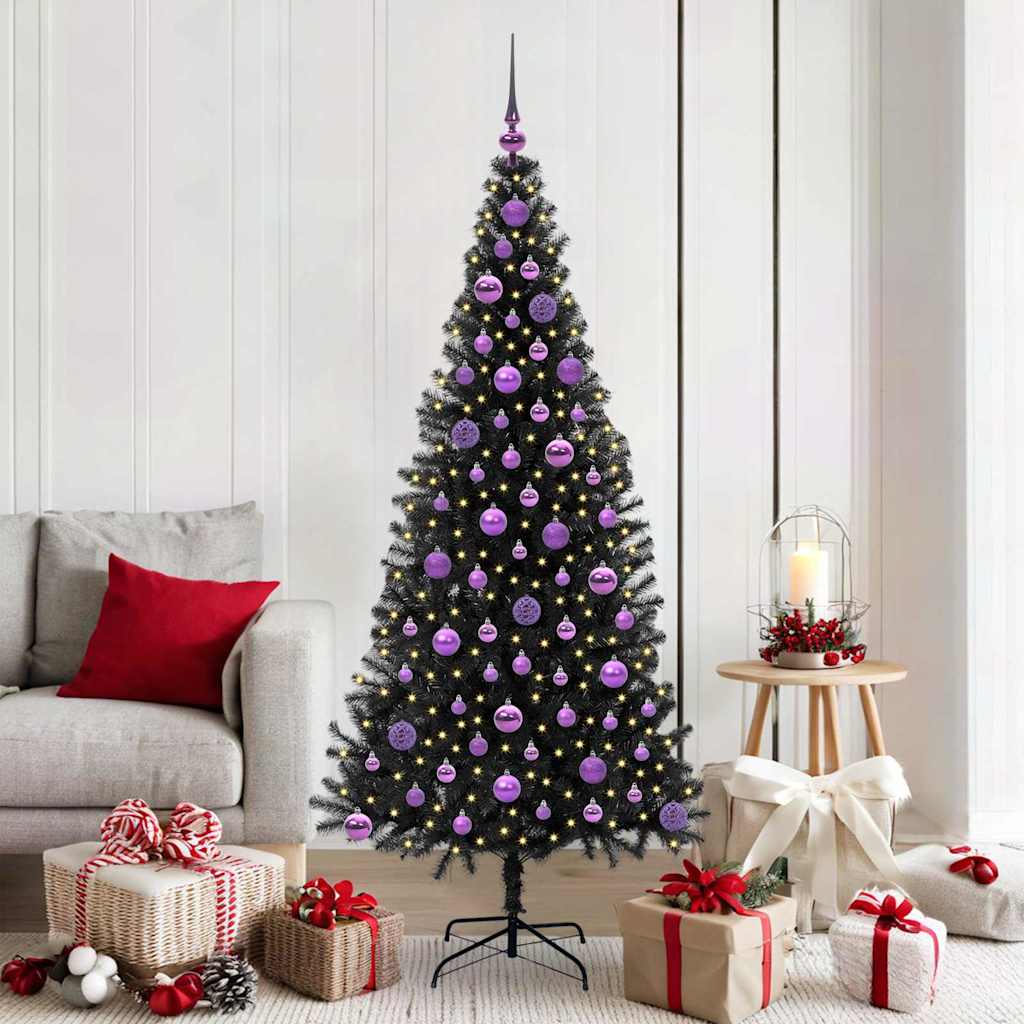 Albero di Natale con 300 LED con supporto nero 180 cm PVC