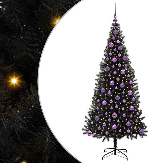 Albero di Natale con 300 LED con supporto nero 180 cm PVC