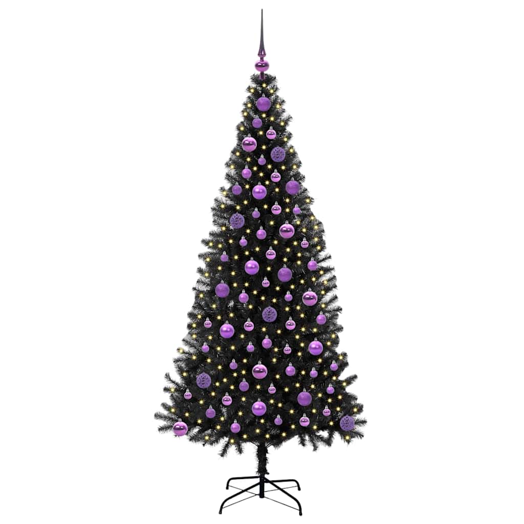 Albero di Natale con 300 LED con supporto nero 180 cm PVC
