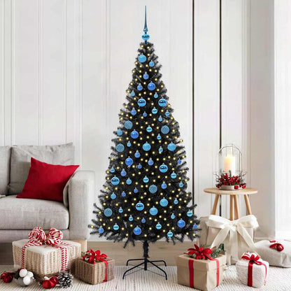Albero di Natale con 300 LED con supporto nero 180 cm PVC