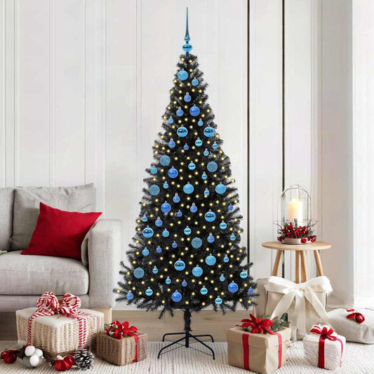 Albero di Natale con 300 LED con supporto nero 180 cm PVC