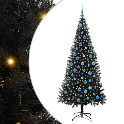 Albero di Natale con 300 LED con supporto nero 180 cm PVC