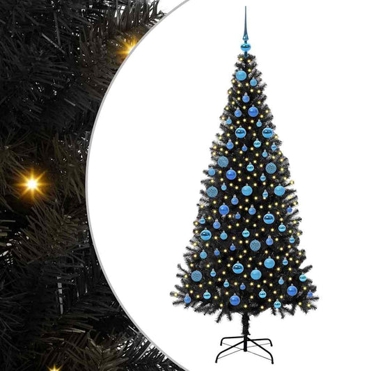Albero di Natale con 300 LED con supporto nero 180 cm PVC