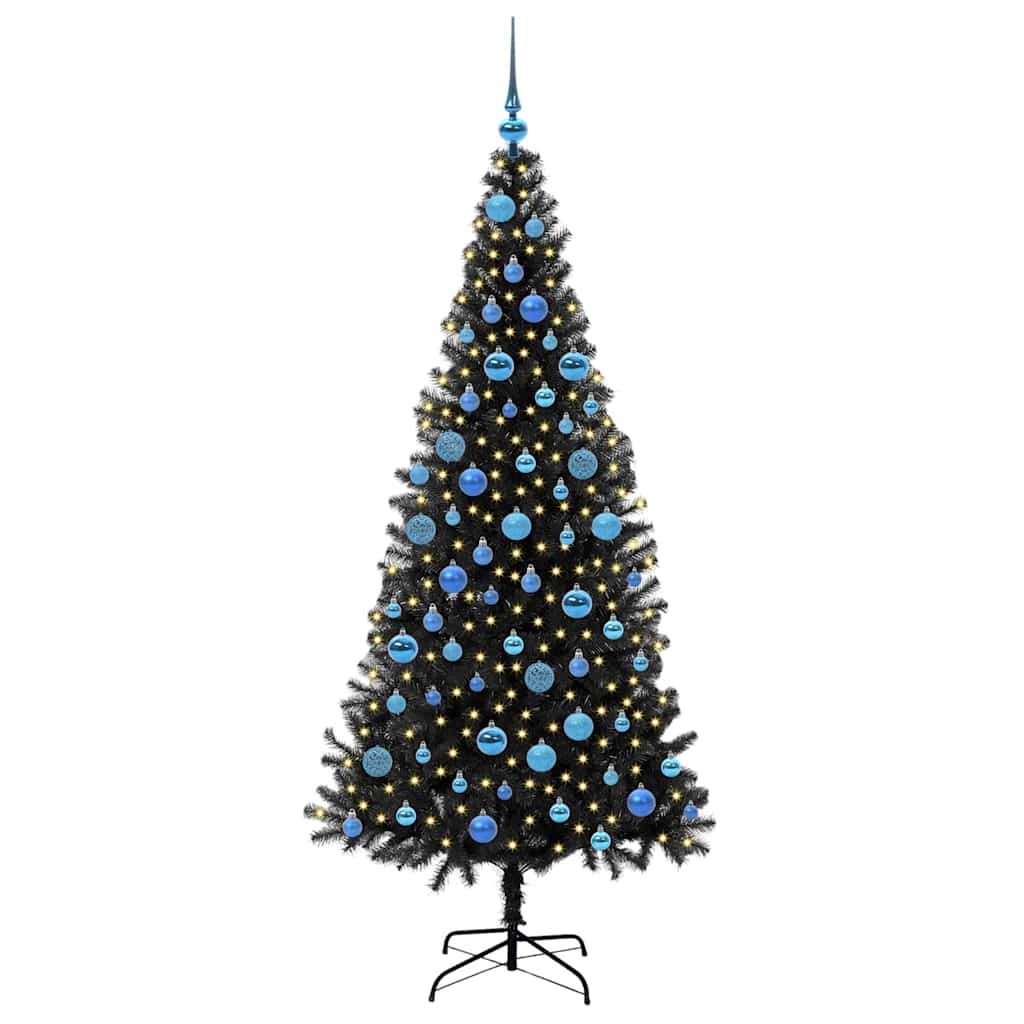 Albero di Natale con 300 LED con supporto nero 180 cm PVC