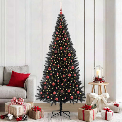 Albero di Natale con 300 LED e supporto, nero, 210 cm, PVC
