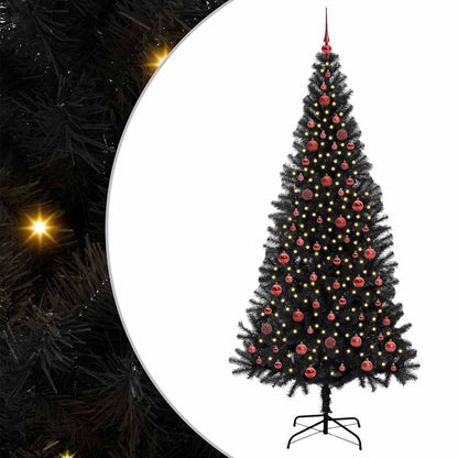 Albero di Natale con 300 LED e supporto, nero, 210 cm, PVC