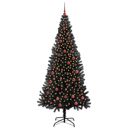 Albero di Natale con 300 LED e supporto, nero, 210 cm, PVC