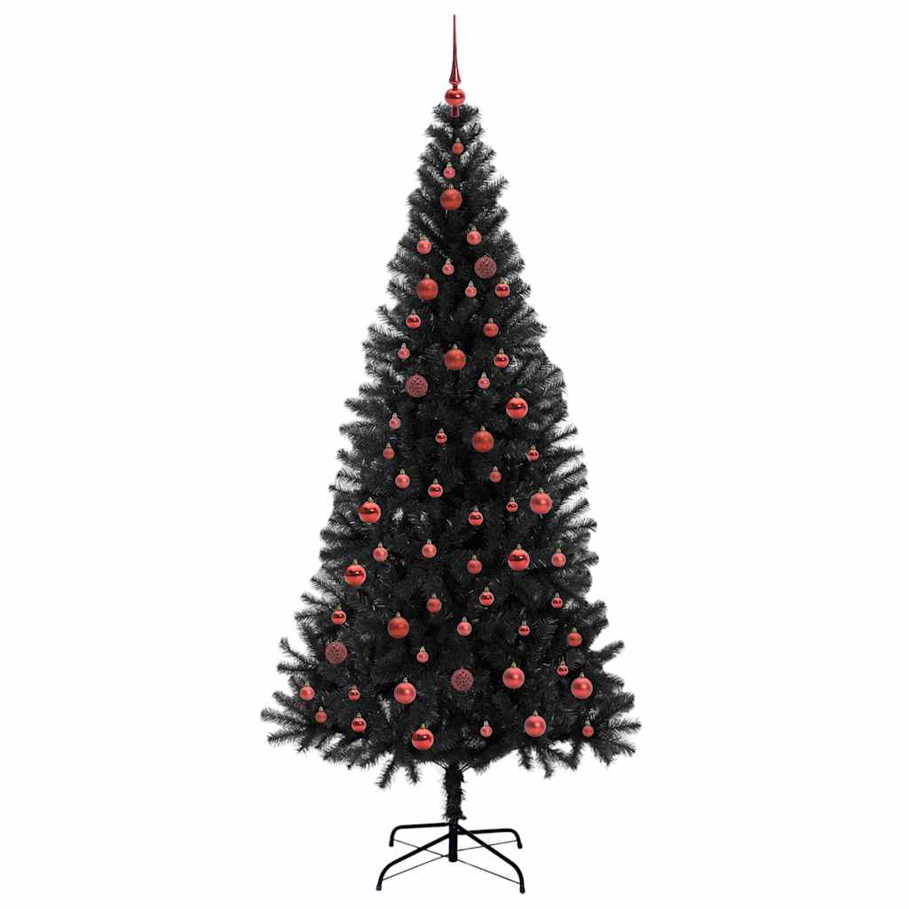 Albero di Natale con 300 LED e supporto, nero, 210 cm, PVC
