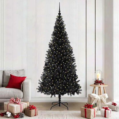 Albero di Natale con 300 LED e supporto, nero, 210 cm, PVC