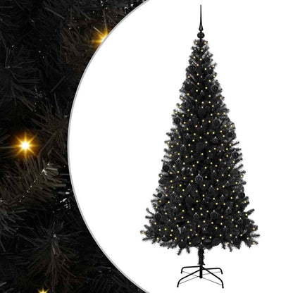 Albero di Natale con 300 LED e supporto, nero, 210 cm, PVC