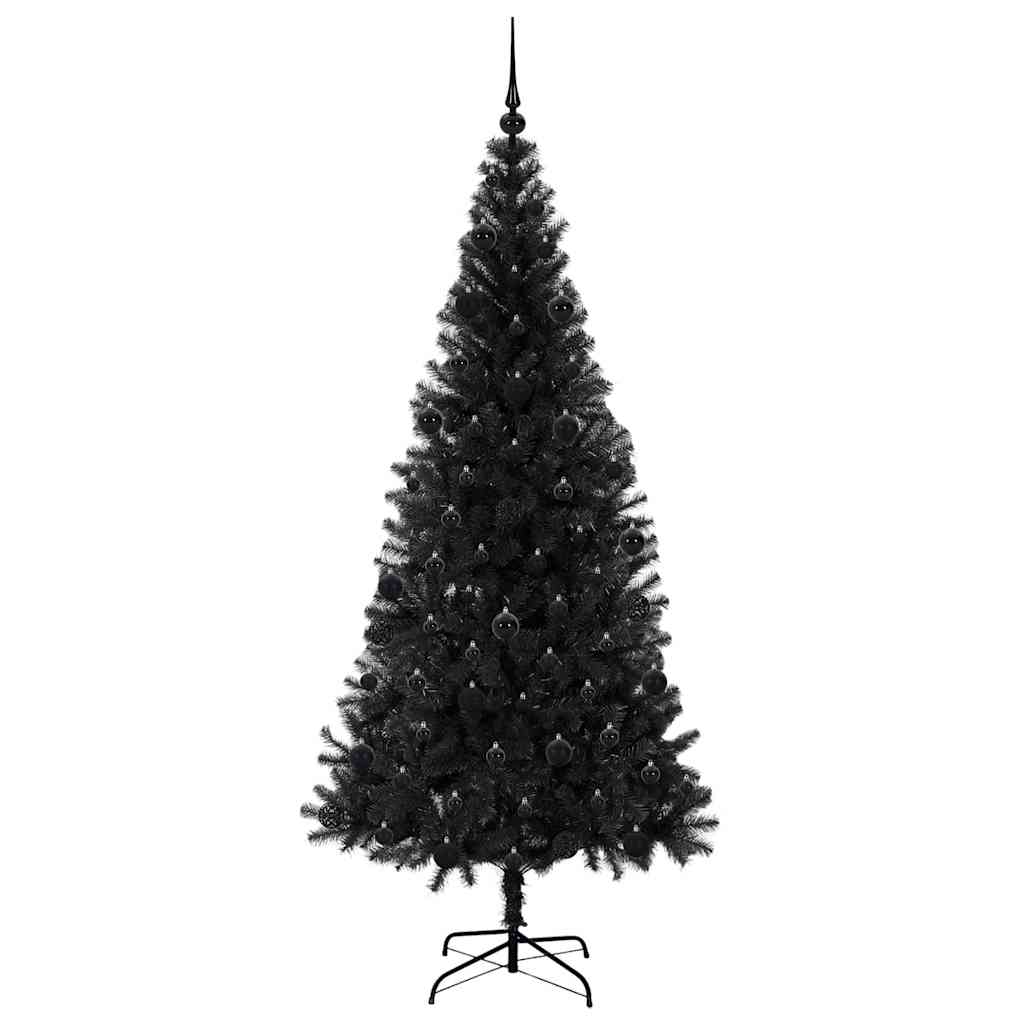 Albero di Natale con 300 LED e supporto, nero, 210 cm, PVC