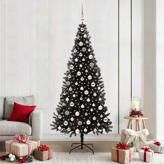 Albero di Natale con 300 LED e supporto, nero, 210 cm, PVC