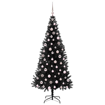 Albero di Natale con 300 LED e supporto, nero, 210 cm, PVC