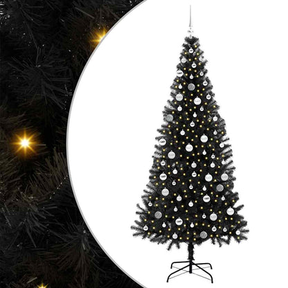 Albero di Natale con 300 LED e supporto, nero, 210 cm, PVC