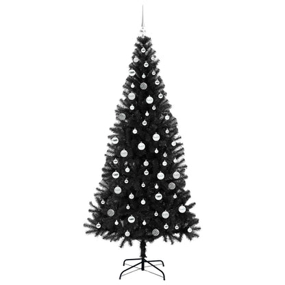 Albero di Natale con 300 LED e supporto, nero, 210 cm, PVC