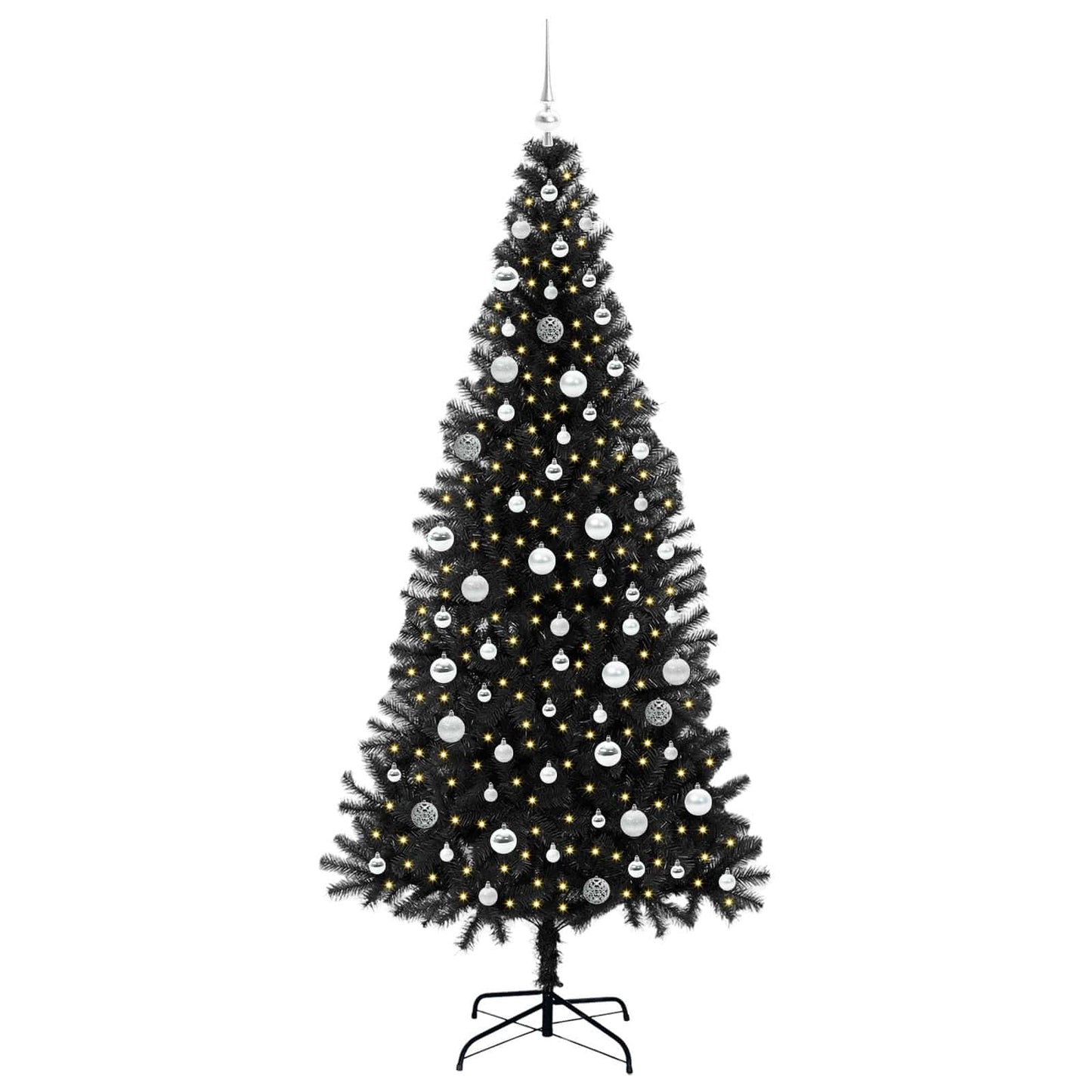 Albero di Natale con 300 LED e supporto, nero, 210 cm, PVC
