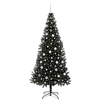 Albero di Natale con 300 LED e supporto, nero, 210 cm, PVC