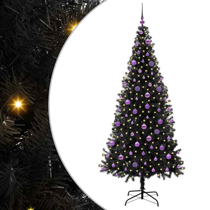 Albero di Natale con 300 LED e supporto, nero, 210 cm, PVC