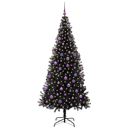 Albero di Natale con 300 LED e supporto, nero, 210 cm, PVC