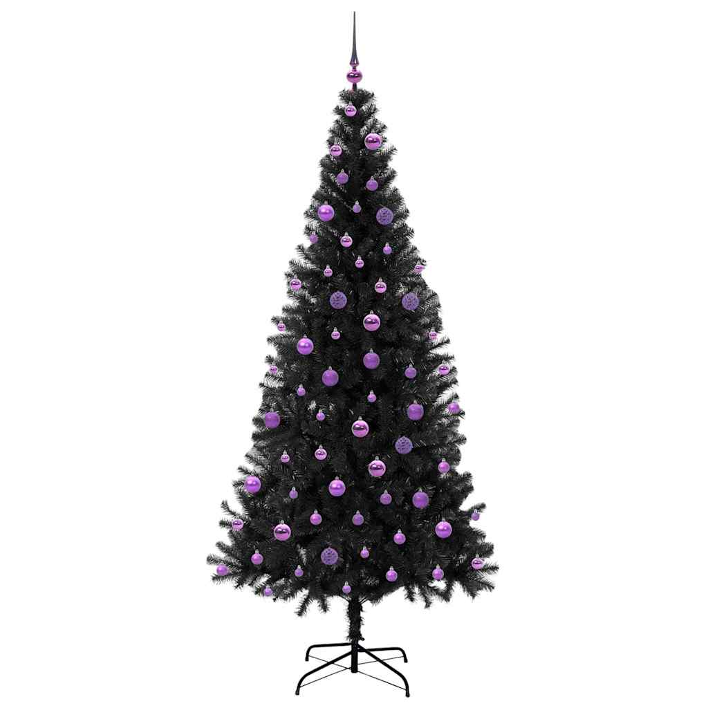 Albero di Natale con 300 LED e supporto, nero, 210 cm, PVC