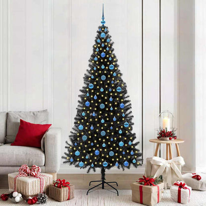 Albero di Natale con 300 LED e supporto, nero, 210 cm, PVC