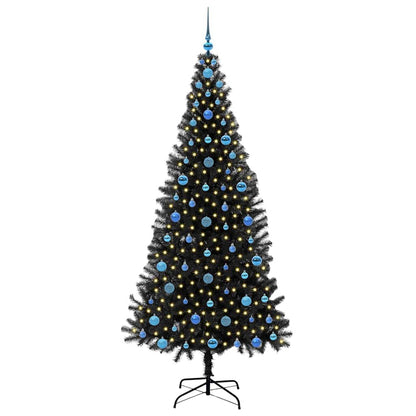 Albero di Natale con 300 LED e supporto, nero, 210 cm, PVC