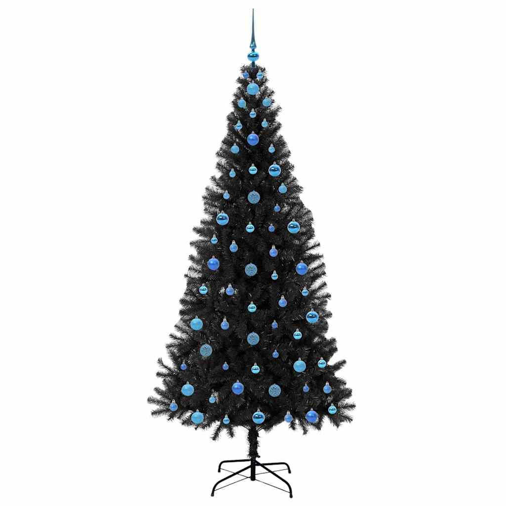 Albero di Natale con 300 LED e supporto, nero, 210 cm, PVC