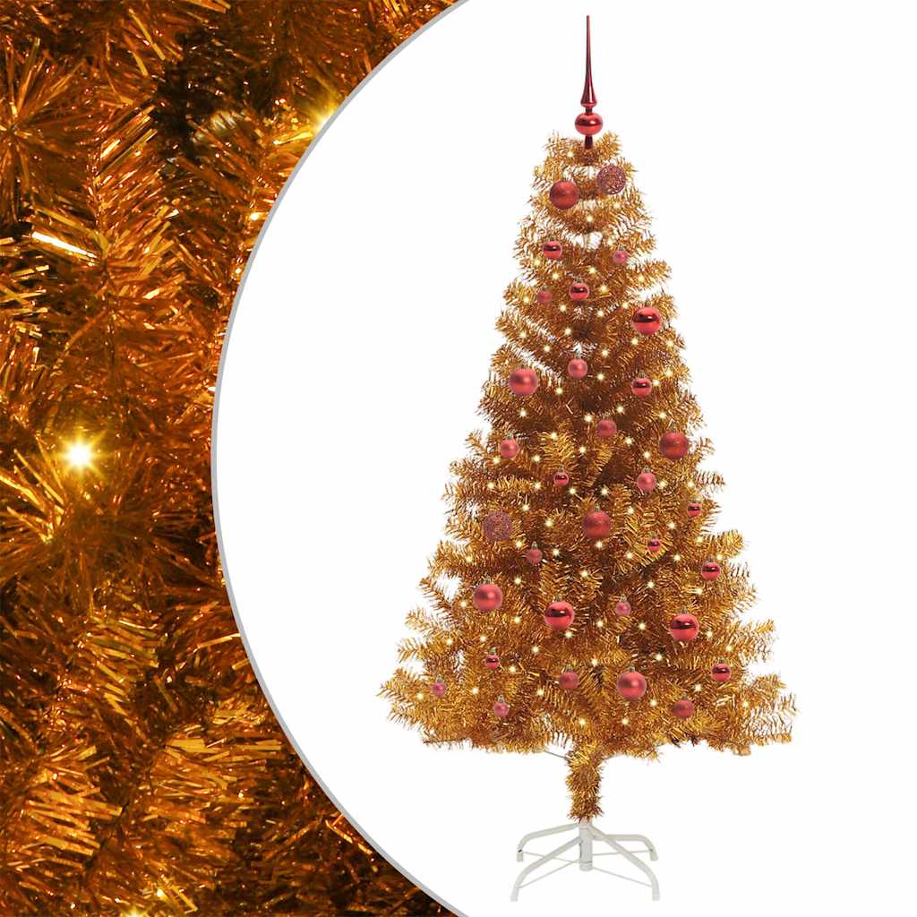 Weihnachtsbaum mit 150 LEDs mit Ständer Gold 150 cm PET