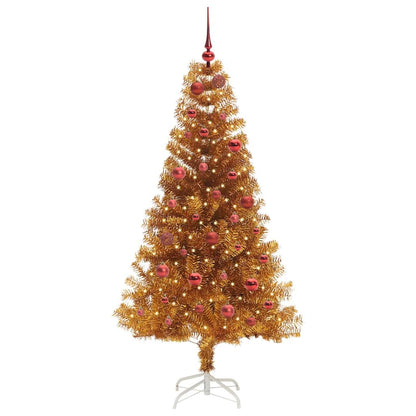 Weihnachtsbaum mit 150 LEDs mit Ständer Gold 150 cm PET