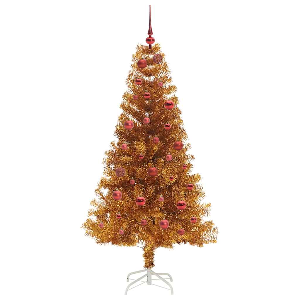 Weihnachtsbaum mit 150 LEDs mit Ständer Gold 150 cm PET