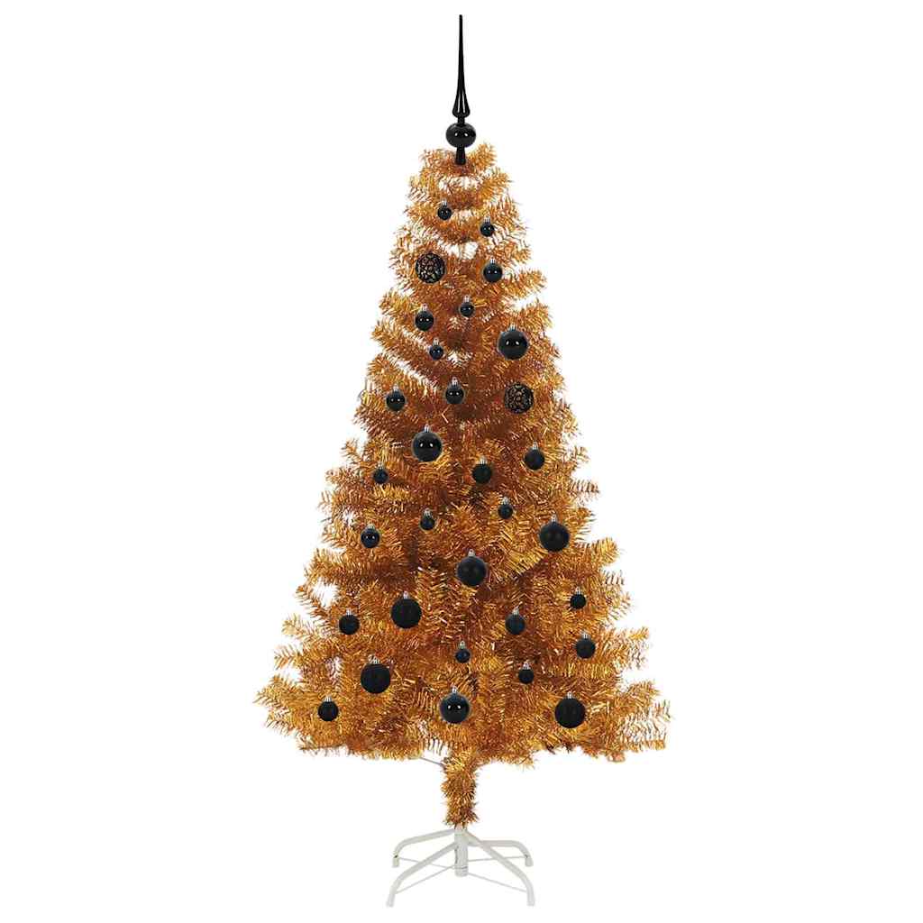 Weihnachtsbaum mit 150 LEDs mit Ständer Gold 150 cm PET