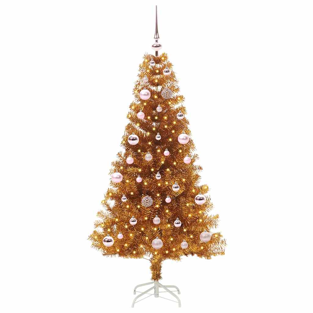 Weihnachtsbaum mit 150 LEDs mit Ständer Gold 150 cm PET