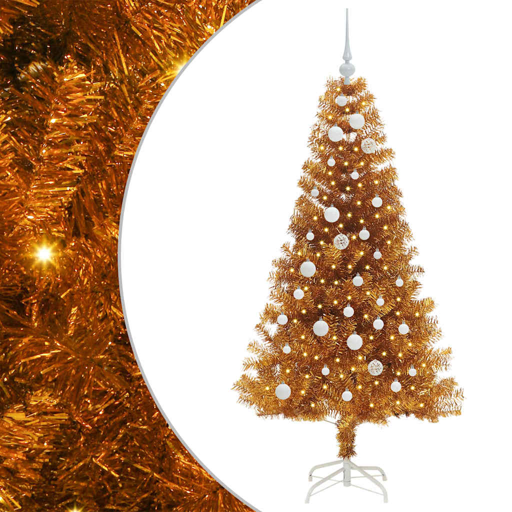 Weihnachtsbaum mit 150 LEDs mit Ständer Gold 150 cm PET