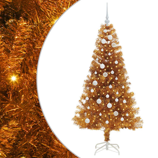 Weihnachtsbaum mit 150 LEDs mit Ständer Gold 150 cm PET
